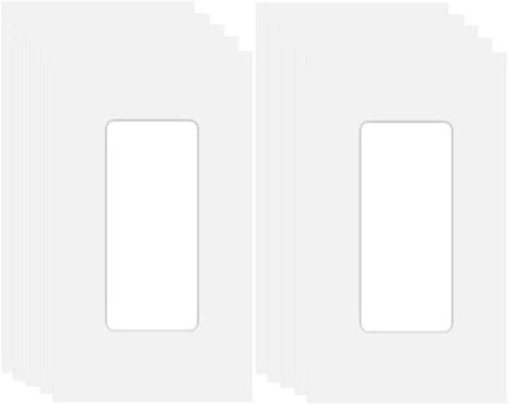 1-Gang Screwless Decora Wall Plate Cover Single Switch Outlet Electrical Faceplate for Light Switch, Smart Switch, Receptacle, Dimmers, USB Outlet, GFCI, Child Safe Cover Plate, White (10-Pack)