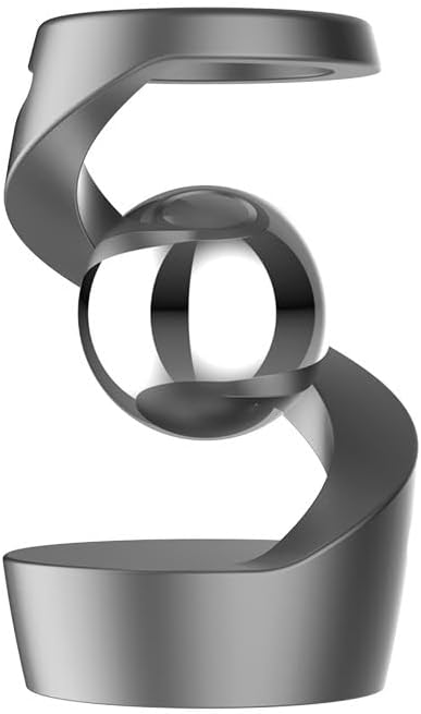 Aerospace Aluminum Adult Fidget Spinner: Optical Illusion Desk Toy, Gravity-Defying Metallic Shape, Stainless Steel Sphere, Stress Relief Kinetic Sculpture (Gray Silver)