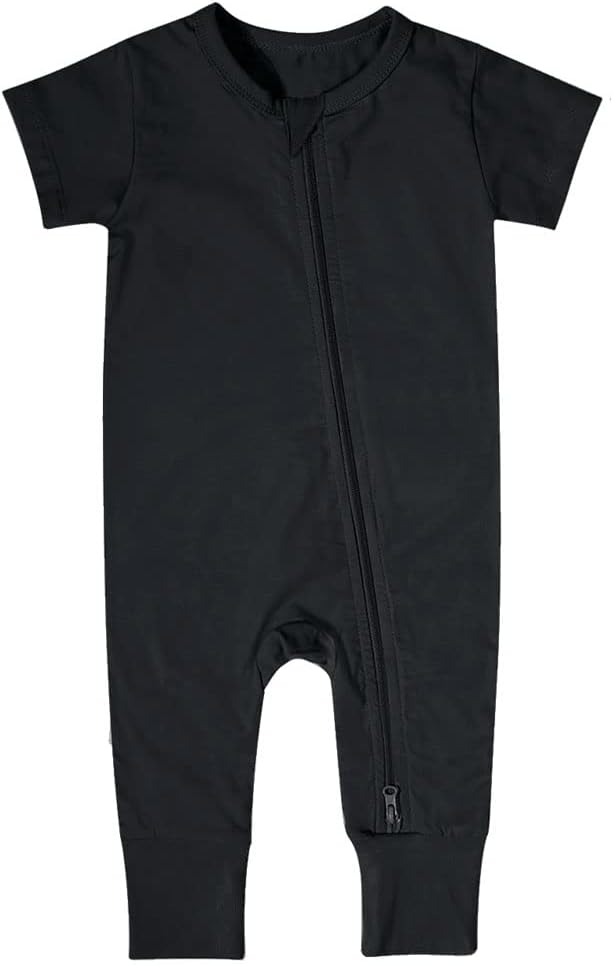 Teach Leanbh Toddler Unisex Baby Bamboo Viscose Pajamas 2 Way Zipper Short Sleeve Footless Romper Jumpsuit Sleep and Play