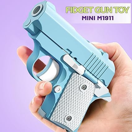 Fidget Toys for Adults, 1911 3D Printed Small Pistol Toys, Stress Relief Pistol Toys Suitable for Relieving ADHD, Anxiety, Suitable Toys for Friends Adults and Kids Best Gift (Blue)