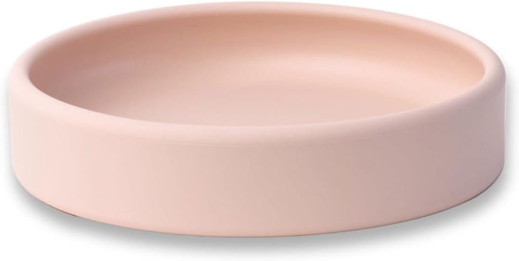 Solid Plate, Weighted Baby Toddler Plate, Silicone Plates for Baby, No-Division Kid Plates, Microwave & Dishwasher Safe Silicone Plate for Toddlers, No BPA, Pink Sand