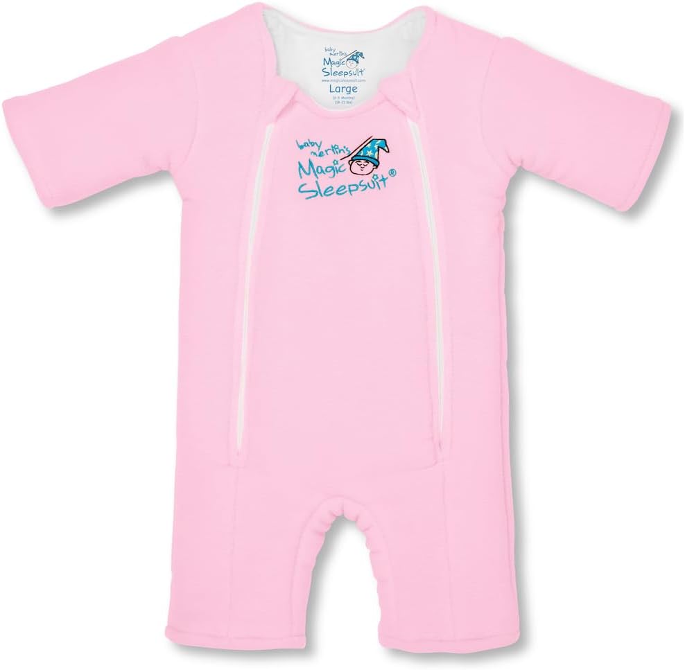 Magic Sleepsuit Baby Merlin's Microfleece Baby Swaddle Transition Product - Soft and Cozy Design, Double Zipper for Easy Diaper Changes, Promotes Safe Sleep, 3-6 Months - Pink - Large 18-21lbs