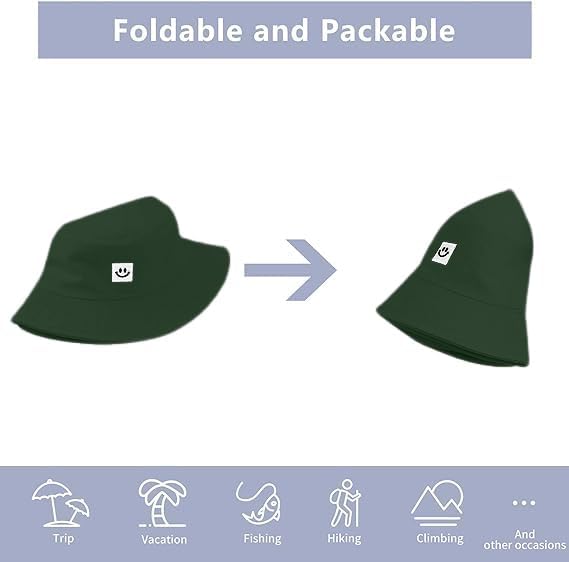 Kids Sun Hat Smile Face Bucket Hat for Girls Boys Summer Sun Protection Cotton Unisex Beach Cap
