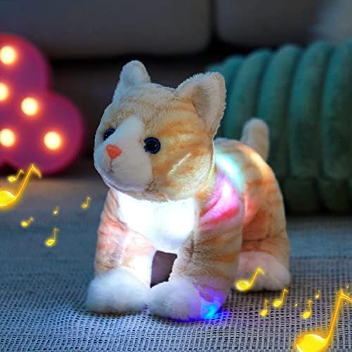 Glow Guards 14'' Light up Musical Kitty Stuffed Animal Soft Realistic Cat Plush Toy with LED Night Lights Lullabies Singing Glow Birthday Children's Day for Toddler Kids