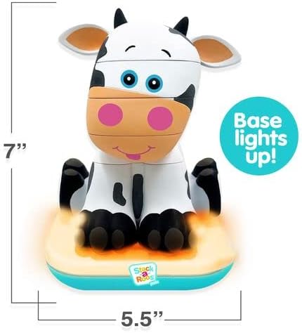 Stack-a-Roos Baby Cow by Salus Brands - Animal Stacking Toy, Educational Early Learning Toy for Infants Babies Toddlers, Age 12+ Months - Great Baby Gifts