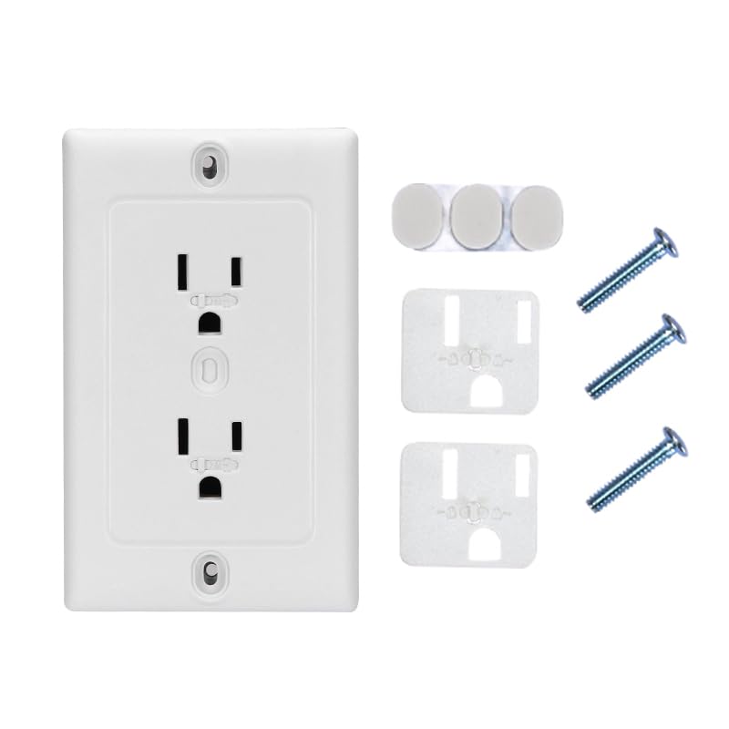 Nearockle 6 Pack Self-Closing Outlet Covers, 2024 Upgraded Built-in Hidden Slider & No-Pull-Out Wall Plug Covers Fit Decora, Duplex Wall Socket, Child Safety Baby Proofing (White)