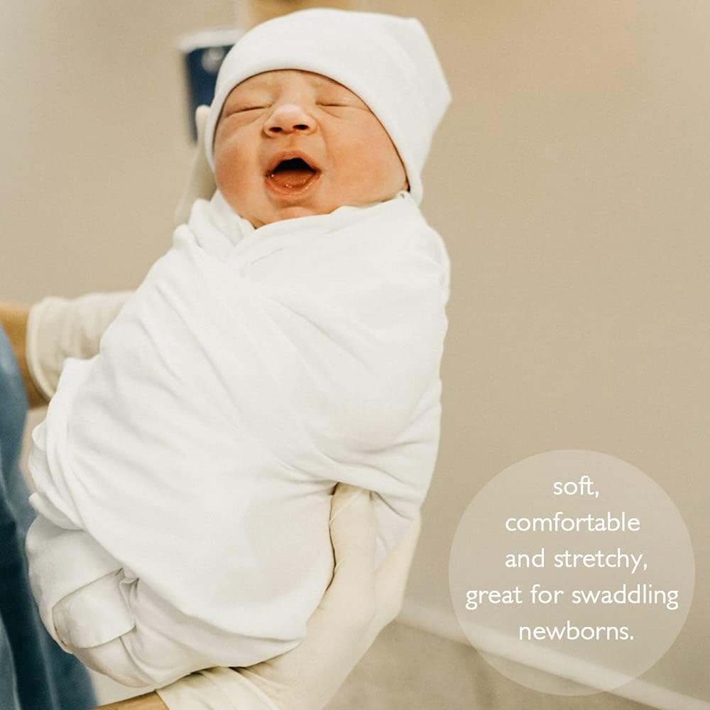 OWLOWLA Swaddle Blanket and Hat Set Newborn Swaddle Wrap Baby Receiving Blanket for Baby Boys Girls(Baby Blue)