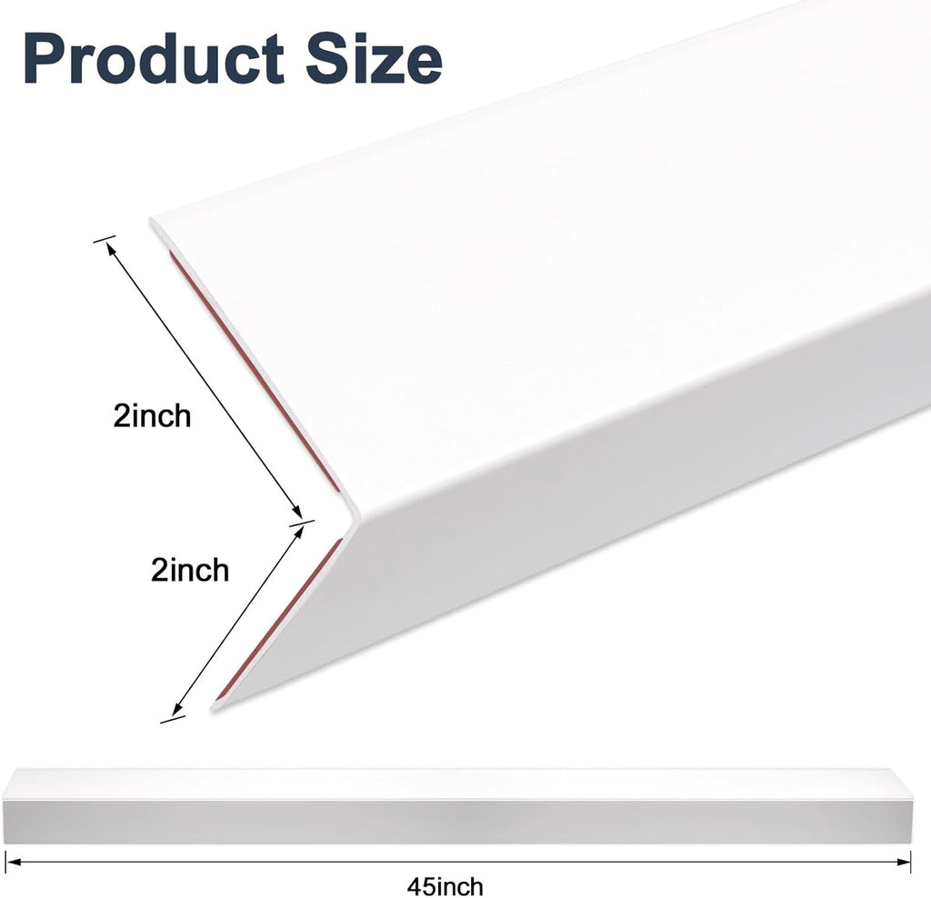 4PCS 45" White Metal Corner Protectors, Aluminum Self Adhesive Corner Guards, Metal Wall Edge Protector Strip, Furniture Corner Protectors, Wall Cabinet Baseboard Decoration 45" x 2"