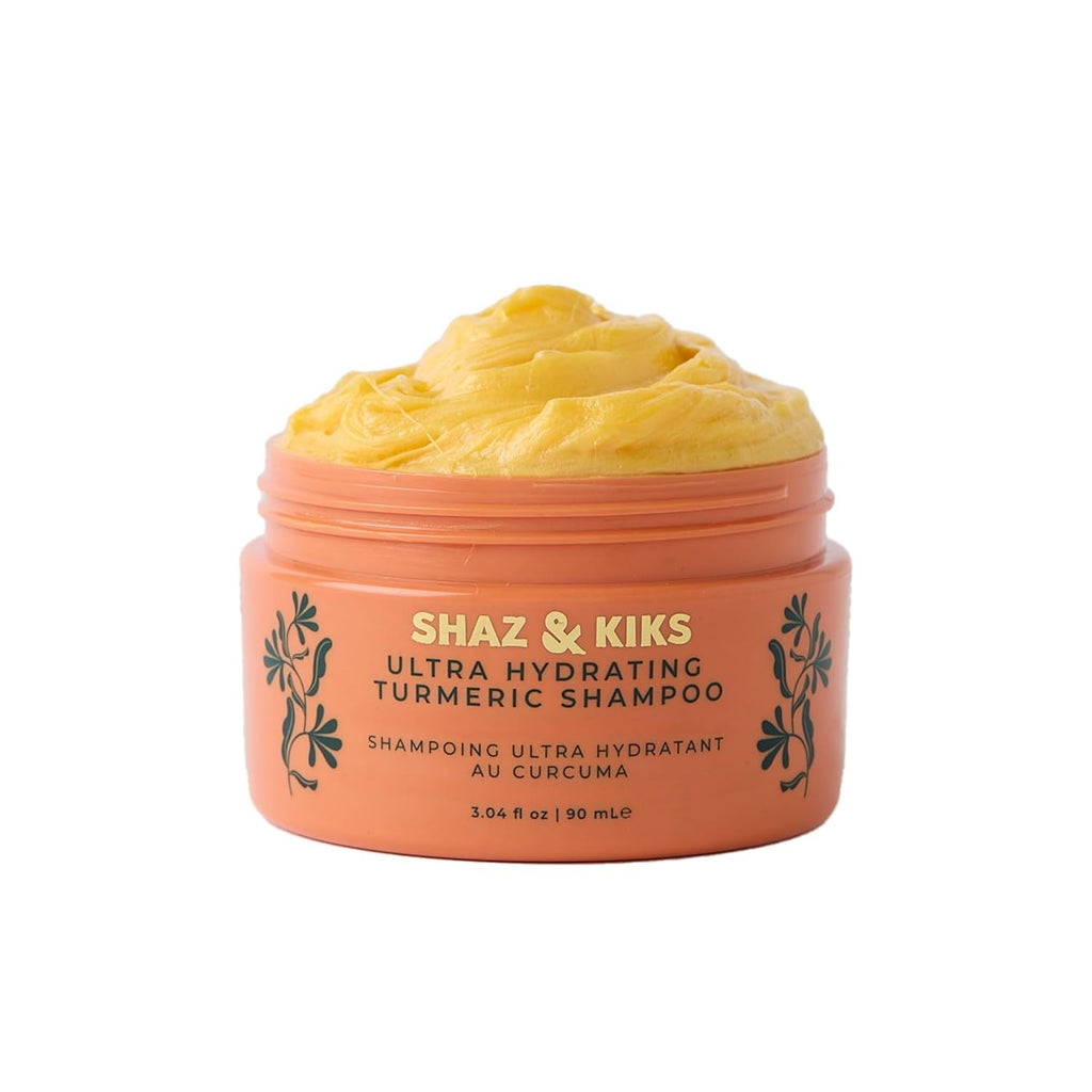 SHAZ & KIKS Ultra Hydrating Turmeric Shampoo | Sulfate-Free Shampoo for Dry, Itchy, Flaky Scalp | Deliver Deep Hydration with Turmeric & Kokum Butter, Travel Size