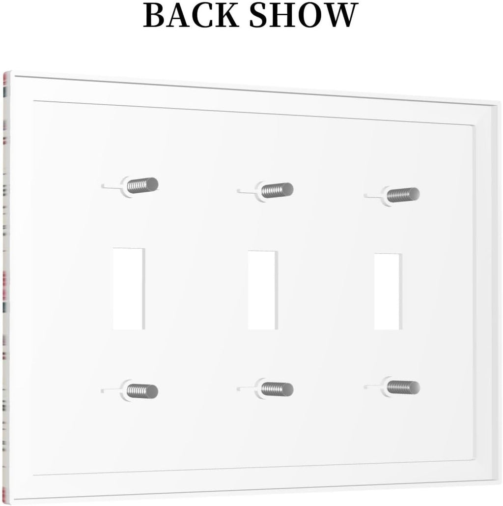 Decorative Switch Plates Vintage Flowers Rose Leaf Bird Butterfly 3 Gang Wall Plate Triple Toggle Light Switch Cover Faceplate Electrical Wall Panels for Bedroom living Room Decor