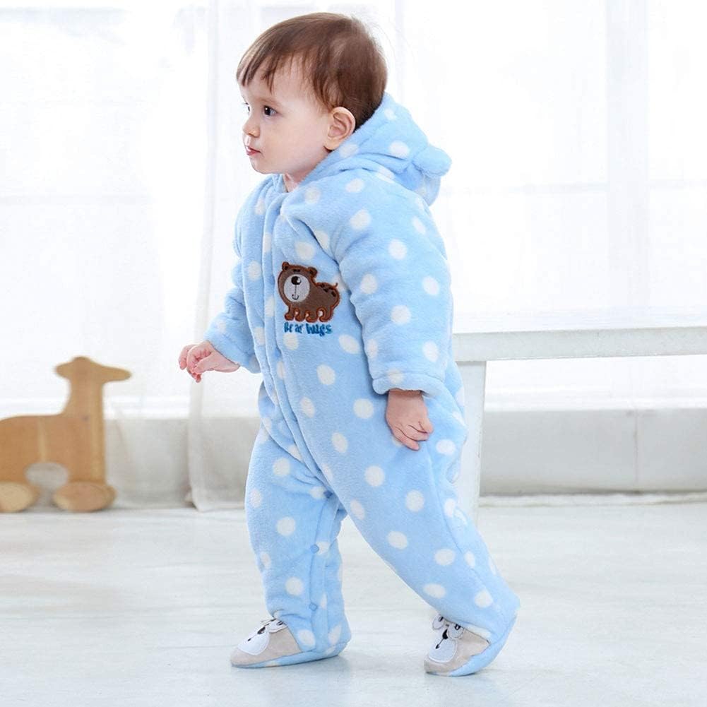 XIFAMNIY Baby Newborn Jumpsuit Footie Hooded Thicken Winter Bunting Outwear Snowsuit Pajamas for Girls Boys…