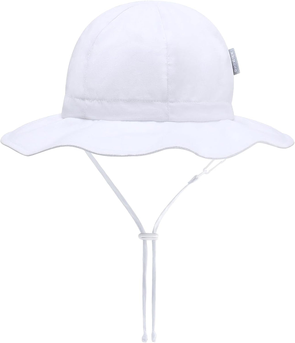 UPF 50+ Baby Bucket Hat - Wide Brim Sun Protection Beach Cap for Girls - Cute & Adjustable Toddler Hat