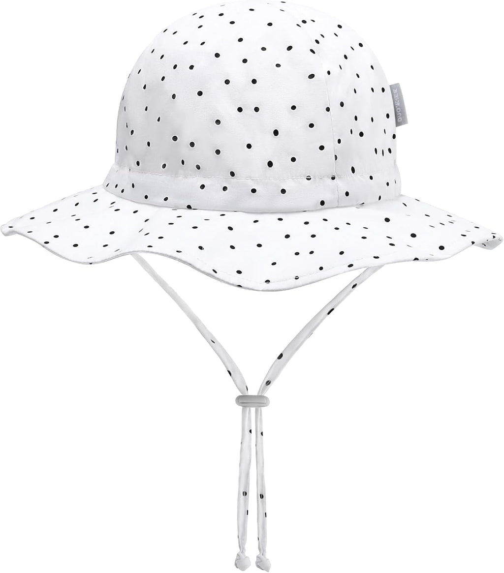 UPF 50+ Baby Bucket Hat - Wide Brim Sun Protection Beach Cap for Girls - Cute & Adjustable Toddler Hat