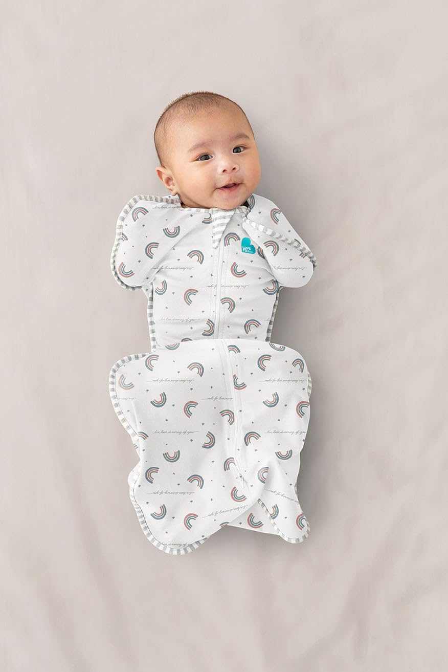 Love to Dream Swaddle UP, Baby Sleep Sack, Self-Soothing Swaddles for Newborns, Get Longer Sleep, Snug Fit Helps Calm Startle Reflex, New Born Essentials for Baby, 1.0 TOG, 5-8.5 lbs, Rainbow Dream