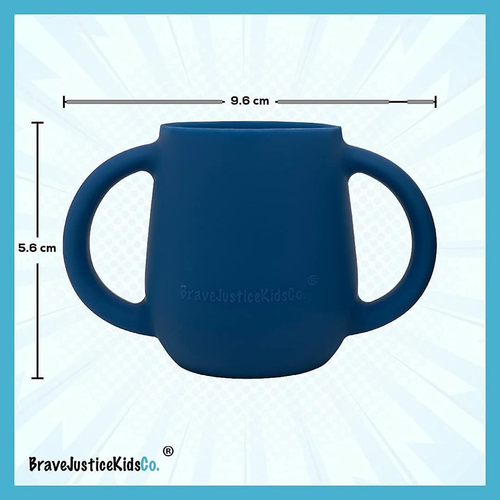 | Teenie Tiny™ Silicone Developmental Baby-Led Weaning Drinking Cups (2 pack) (Warm Taupe and Blue Fusion)