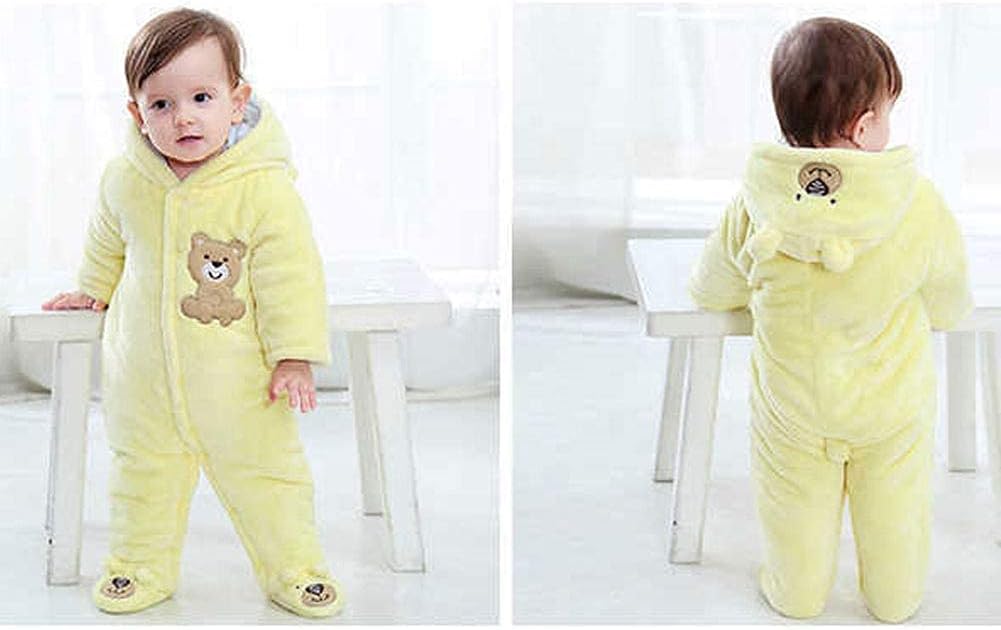 XIFAMNIY Baby Newborn Jumpsuit Footie Hooded Thicken Winter Bunting Outwear Snowsuit Pajamas for Girls Boys…