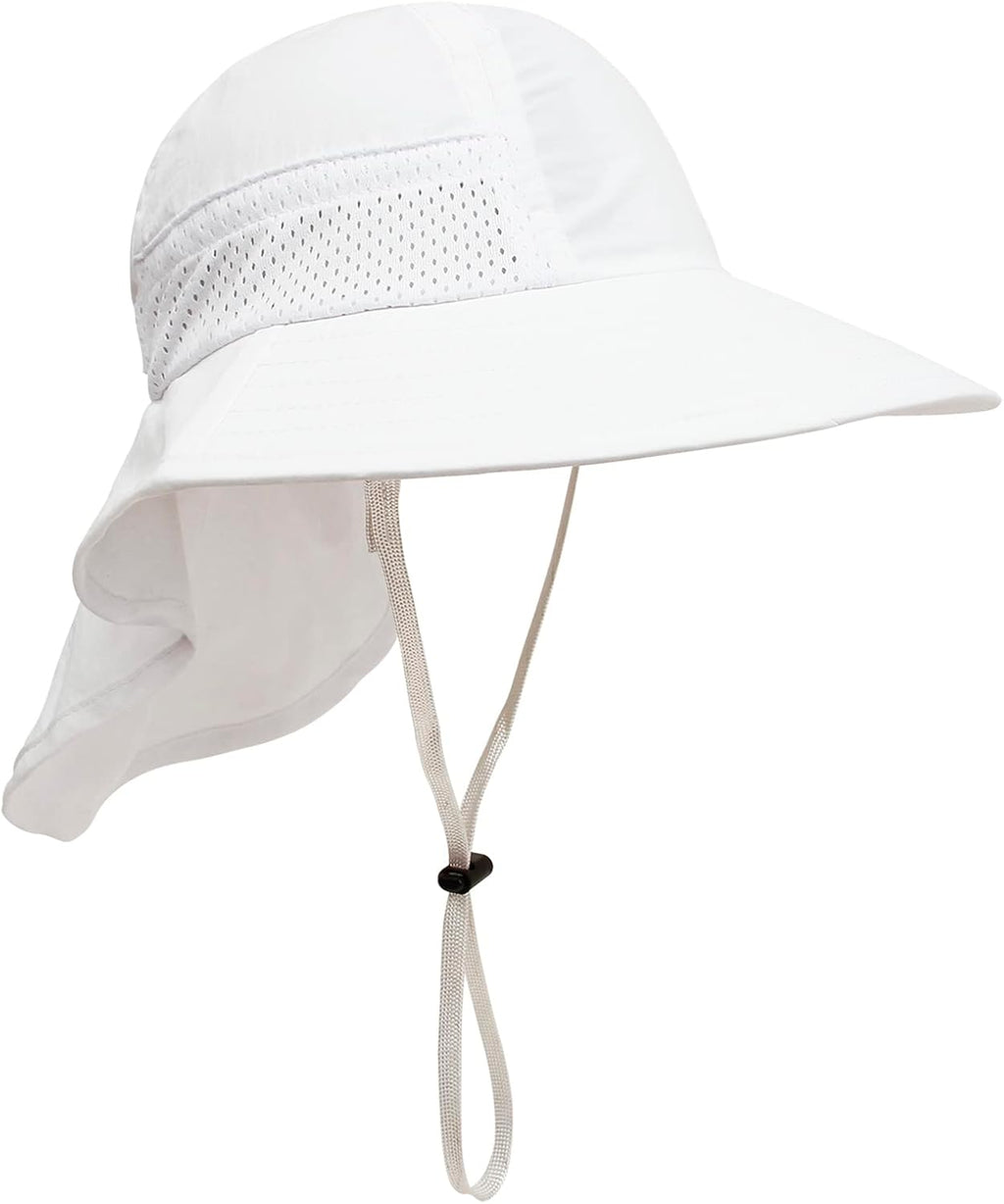 CHUNG Baby Sun Protection Hat Summer Toddler Adjustable UPF 50+ Wide Brim Neck Flap Beach Caps Boys Girls 1-12 Years Kids