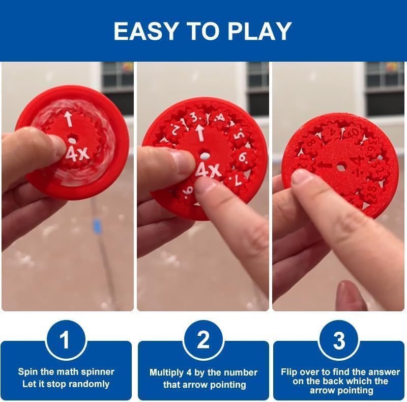 Math Fact Fidget Spinner, Dual Function for Division & Multiplication, Ideal for Classroom and Home Use-9PCS