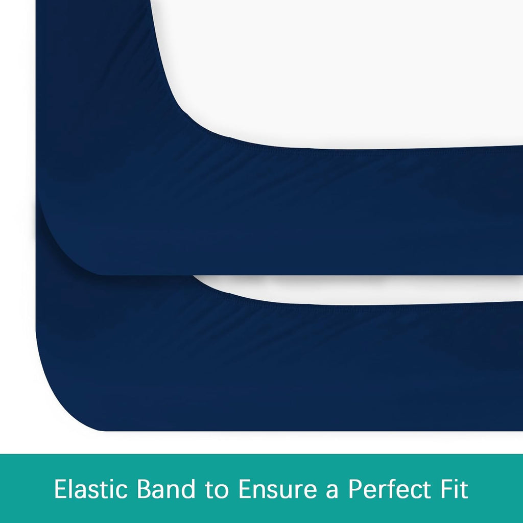 Biloban Pack and Play Sheets Fitted Waterproof 2 Pack, Compatible with Baby Graco Pack n Play/Playard and Other 38" X 26" Playpen Mattress, Navy