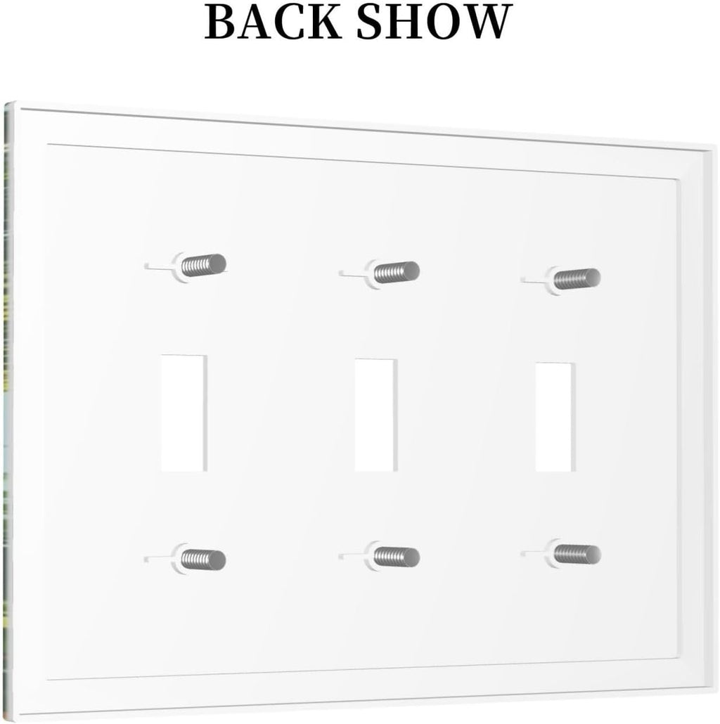 Summer Sky Coconut Palms Trees Green Plants Leaf Decorative Switch Plates 3 Gang Wall Plate Triple Toggle Light Switch Cover Faceplate Electrical Wall Panels for Bed Room Living Room Decor