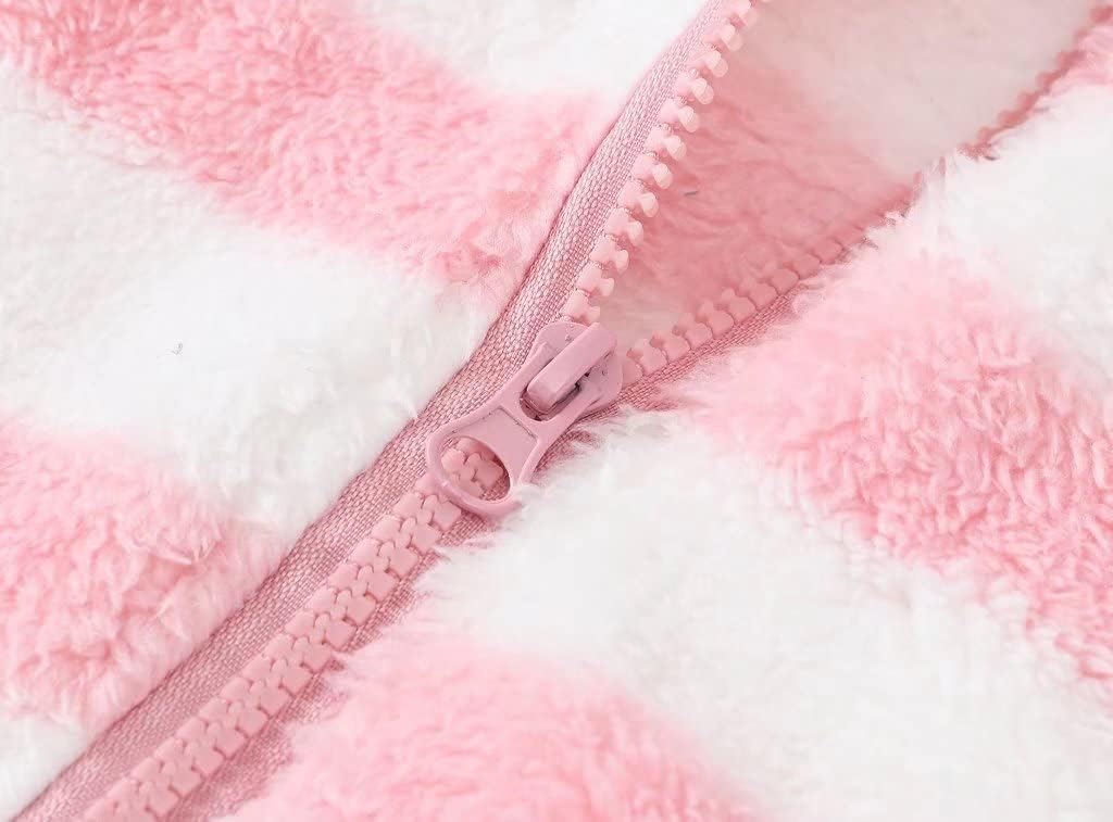 AIWUHE Toddler Boys Girls Hooded Jacket Fleece Hoodie Winter Warm Solid Color Teddy Coat Zip-up Bear Ear Sweater Fall Clothes