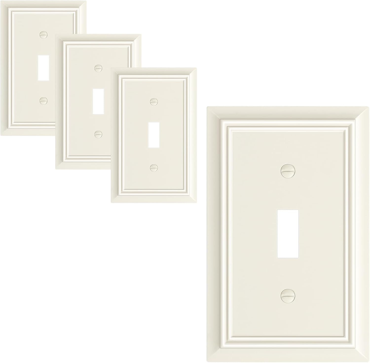 4-Pack Single Toggle Light Switch Cover Plate, Durable Natural Bamboo Fiber Decorative Switch Plate Covers, Light Almond 1 Gang Wall Plate, Corrosion Resistant