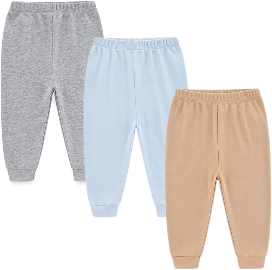 Unisex Newborn Baby Cotton 4-Pack Pants Embroidery Pringting Casual Leggings 0-24 Months for Boys and Girls