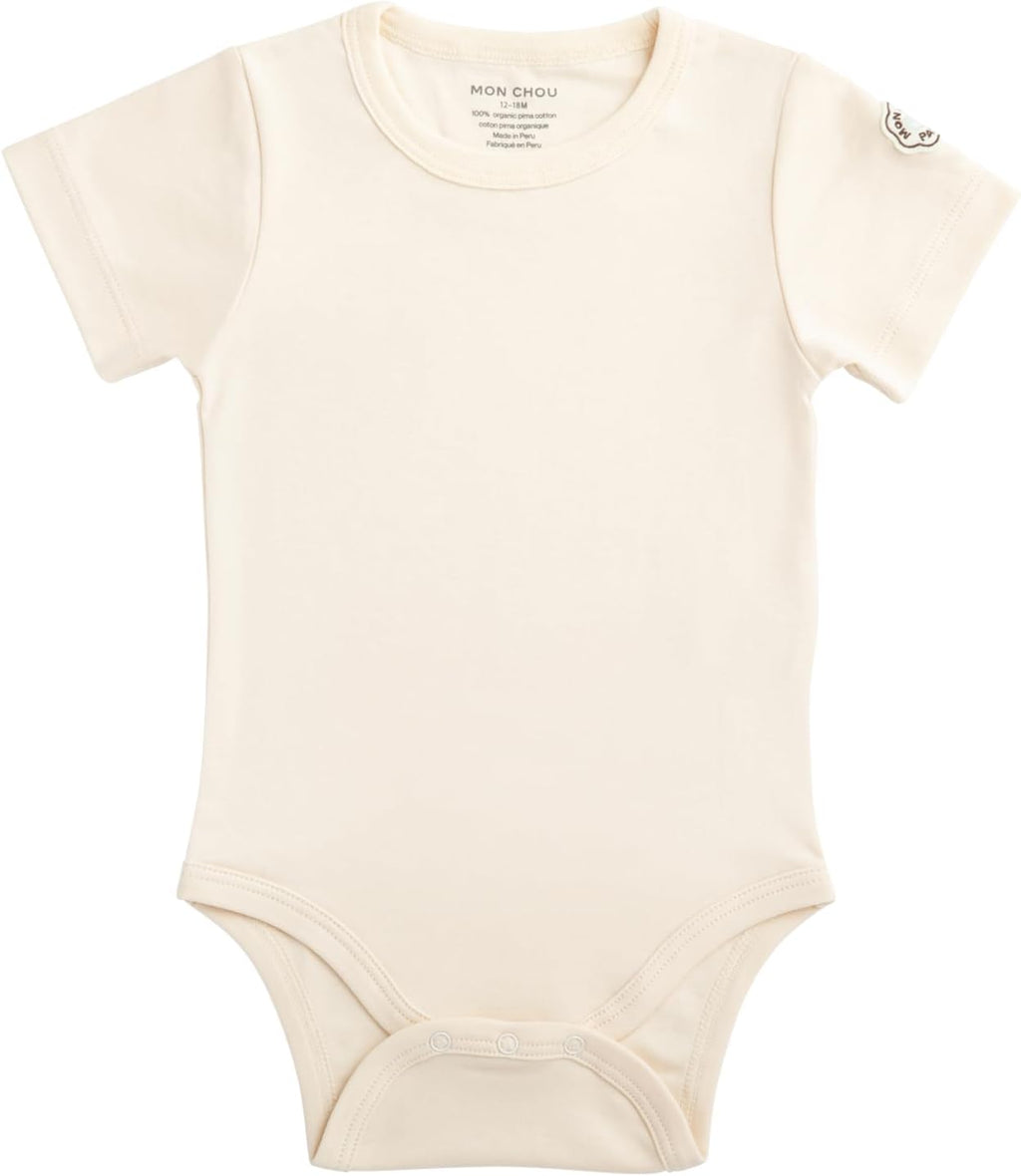 MON CHOU Premium Short Sleeve Bodysuit - Luxuriously Soft, 100% Pima Cotton Baby Bodysuit - Organic Cotton Baby Clothes