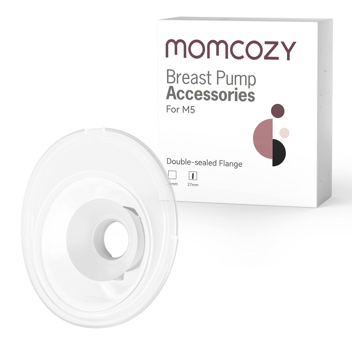 Momcozy Double-Sealed Flange 27mm Compatible with Momcozy M5 Breast Pump. Original M5 Breast Pump Replacement Accessories, 1PC (27mm)