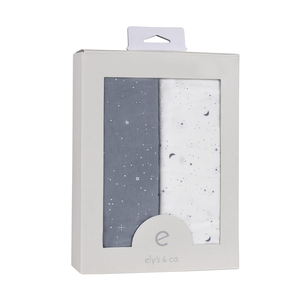 Ely’s & Co. Changing Pad Cover, Diaper Changing Table Sheets, 2 Pack, Cradle Sheet Set for Baby Boys, 100% Jersey Knit Cotton, Celestial Blue Collection, 32”x16”x5”