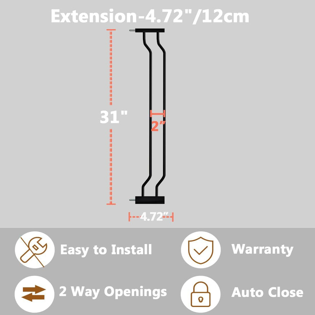 Fairy Baby Safety Gate 4.72 inch Extension for Walk Through Baby Gate Auto Close Child Safety Gates Extension Black
