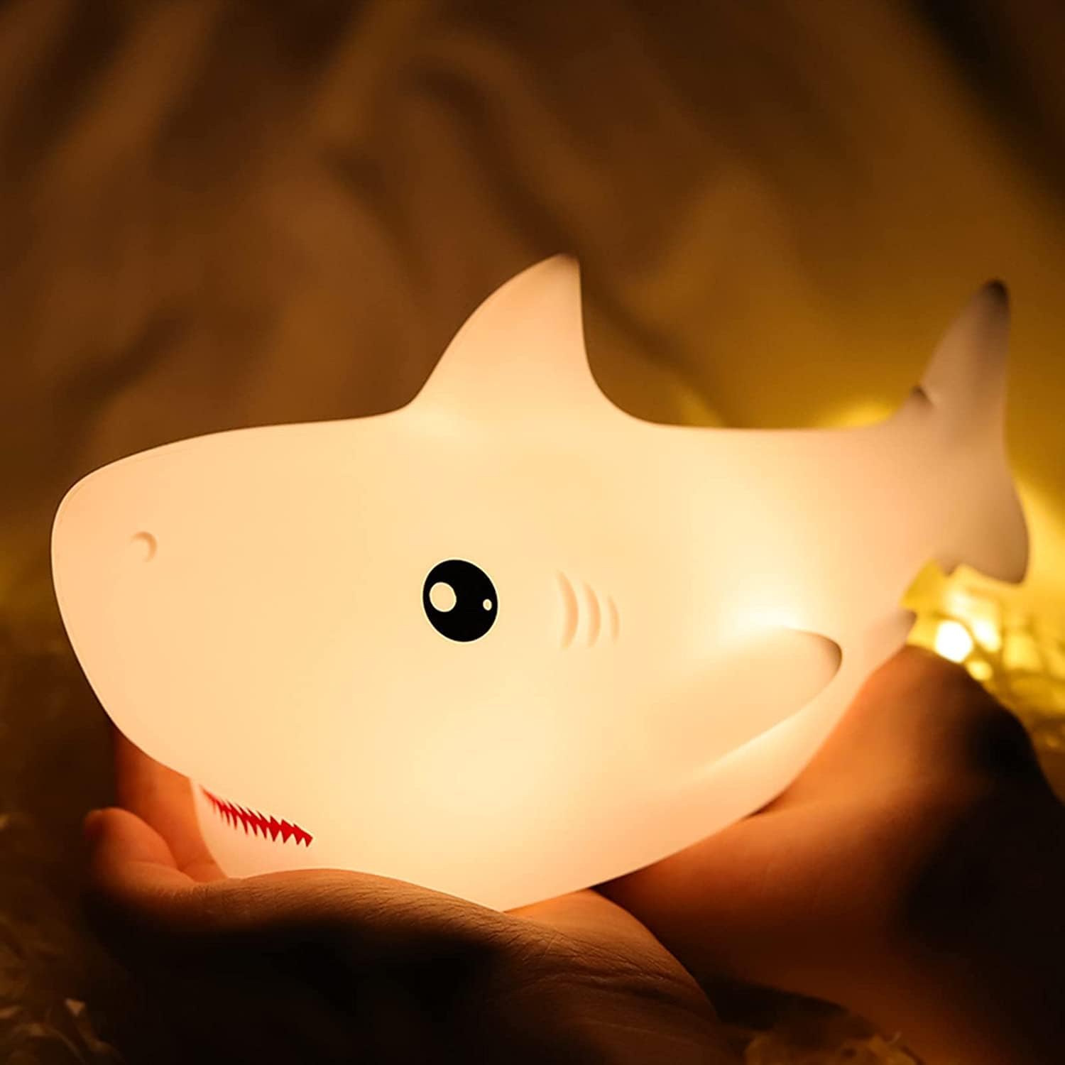 Tremdwoto Night Light for Kids, 7 Colors Shark Night Light Rechargeable Squishy Silicone LED Nightlight Lamp as Birthday Christmas Gifts for Baby Boys Children Toddlers Tween Girls Nursery