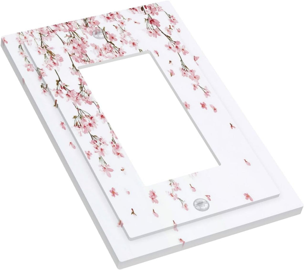 Decorative Outlet Covers Sakura Plant Floral Pink Flowers 1 Gang Single Rocker Light Switch Cover Plate Wall Plates Gfci Faceplate For Bed Room Living Room Decor