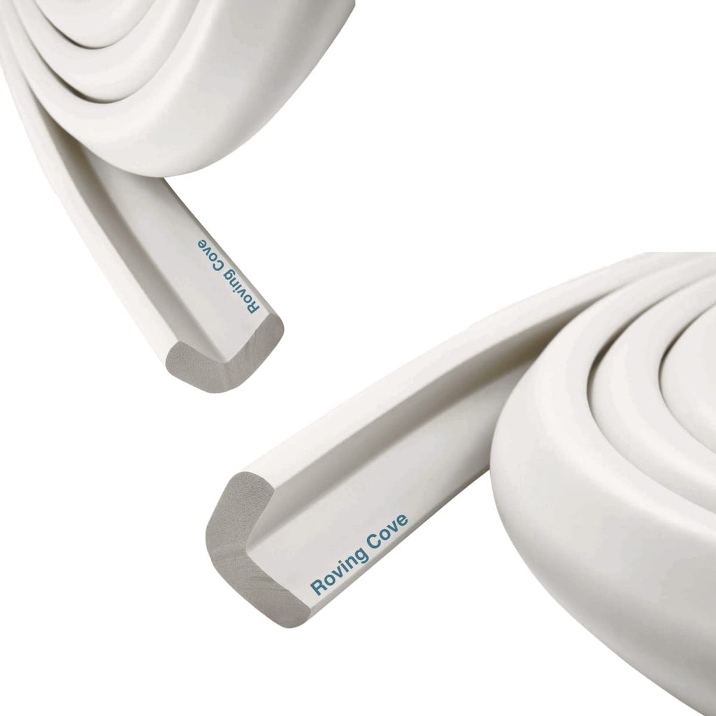 Roving Cove HeftyFit Edge Protector for Baby Proofing (12ft Large Edge Only), Heavy-Duty Soft Furniture Edge Bumper Guards, Desk Edge Cushion, Wall Corner Covers, 3M Adhesive, Oyster White (Off White)