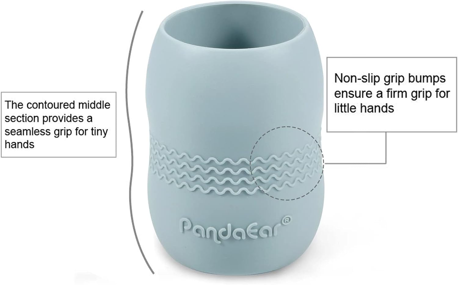 PandaEar 3 Pack 100% Tiny Silicone Drinking Training Cup for Baby and Toddler, Tiny Open Cups for Infants (Blue/Green/Tan)