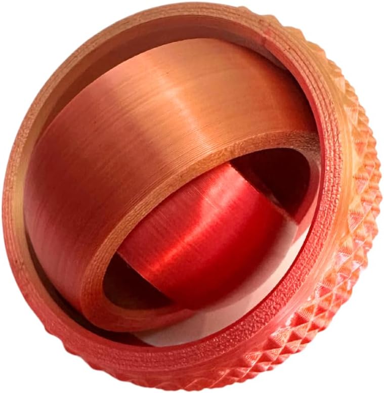 Gyro Spinner - 3D Printed Fidget Toy (Red/Gold), Small