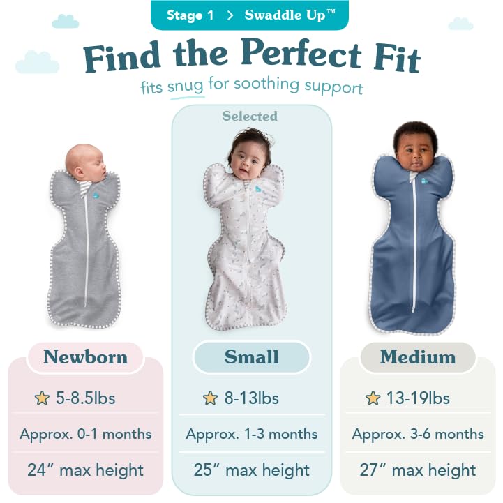 Love to Dream Swaddle UP, Baby Sleep Sack, Self-Soothing Swaddles for Newborns, 8-13 lbs, Snug Fit Helps Calm Startle Reflex, New Born Essentials for Baby, Dusty Blue