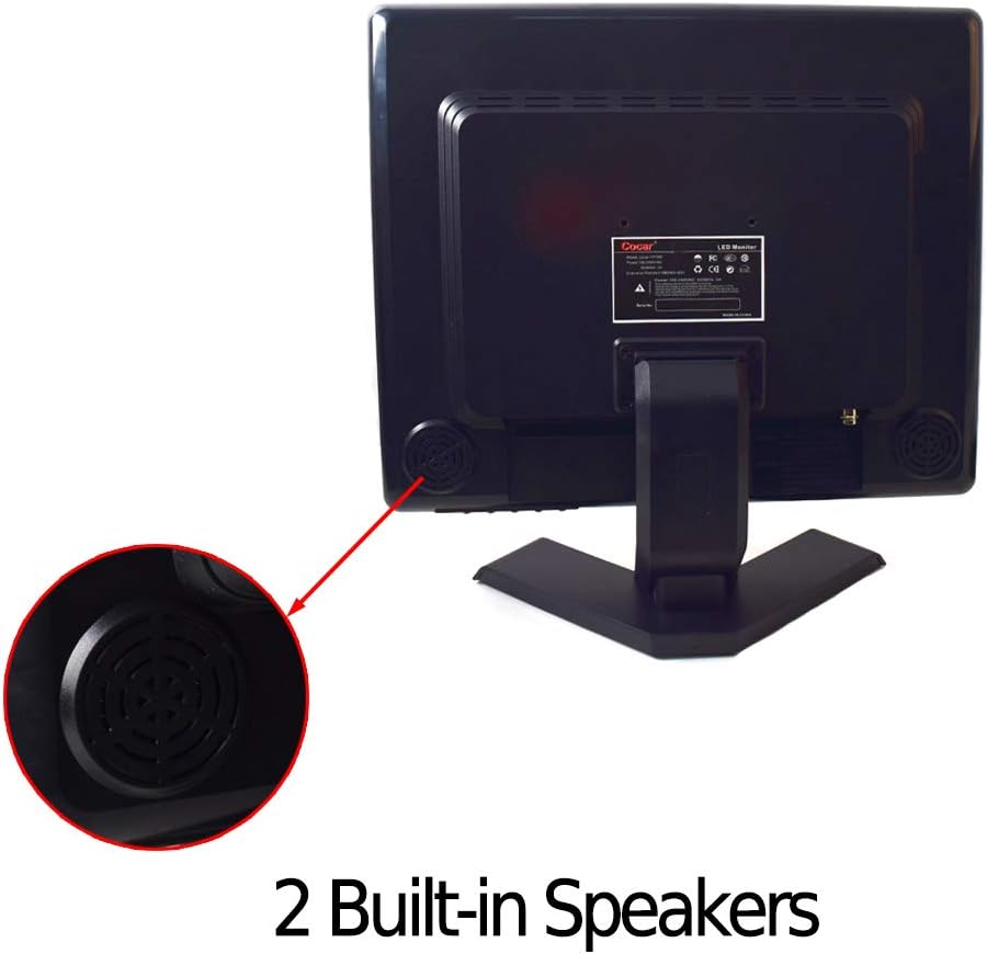 15" CCTV BNC Monitor VGA HDMI AV, 4:3 HD Display LCD Security Screen with USB Drive Player for Surveillance Camera STB PC 1024x768 Resolution Built-in Speaker Audio in/Out