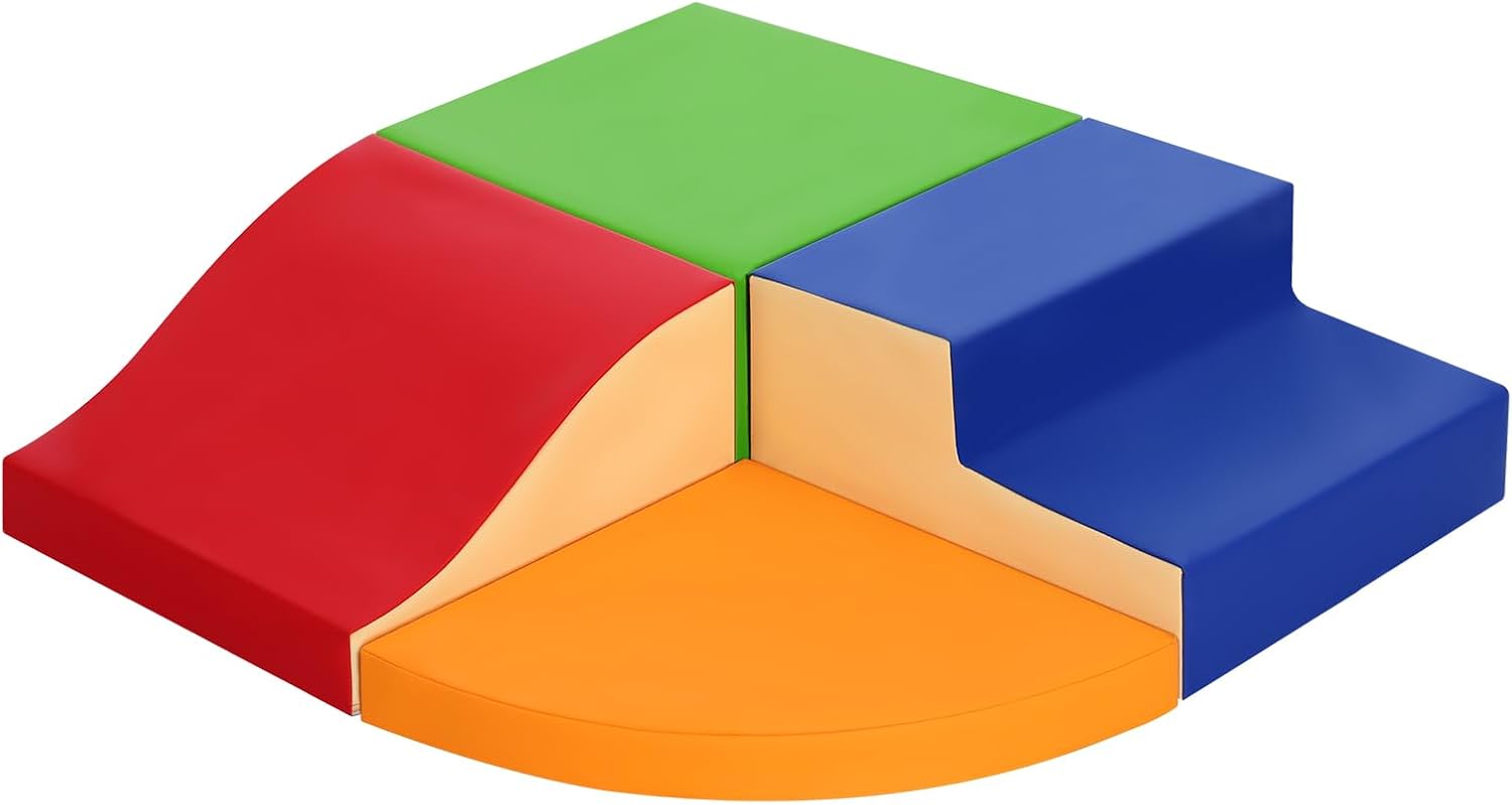 4-Piece Soft PU Leather Toddlers Climbing Toys, Foam Climbing Blocks for Toddlers, Baby Play Set Foam Climb Structures for Toddler 3+, Indoor Crawl Activity Play Gym