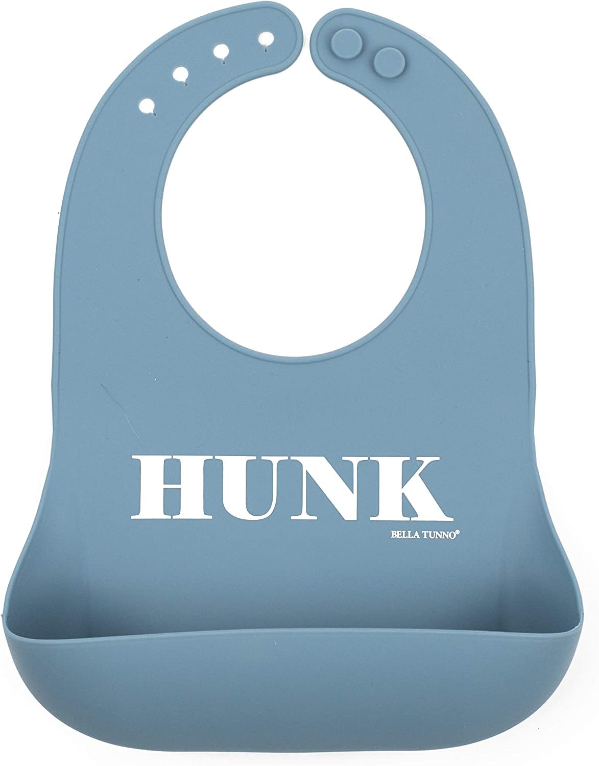 Baby Bib for Eating by Bella Tunno, Waterproof Silicone Bib with Large Food Catcher, Adjustable Fit for Babies 4-12 months & Toddlers 1-3 Years, Boys & Girls, Hunk