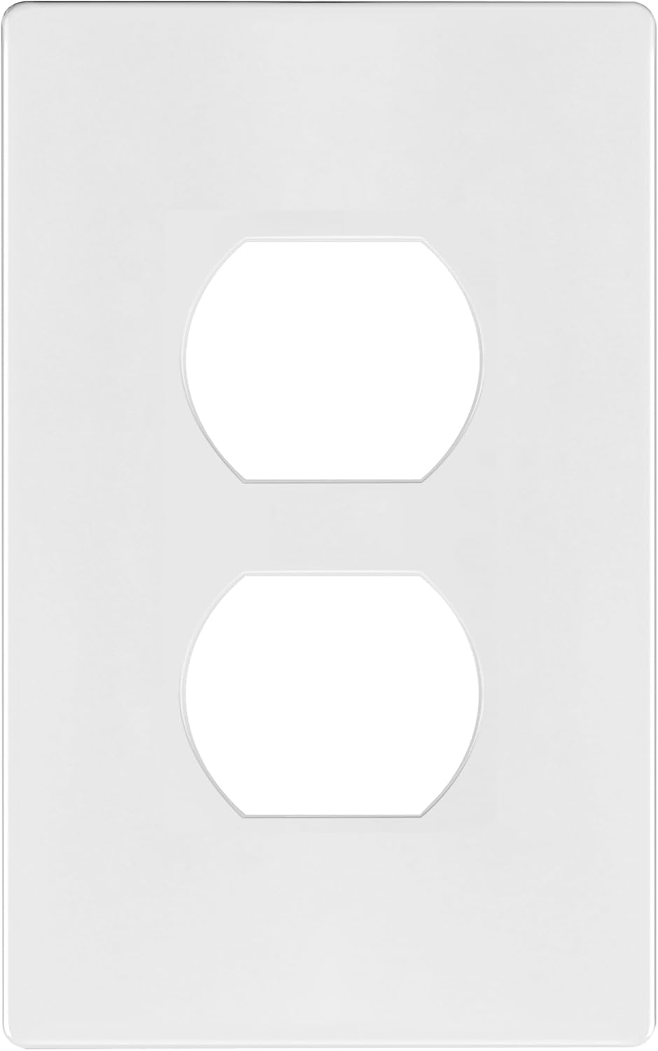 TG Screwless Duplex Wall Plate, Child Safe Receptacle Outlet Cover, Standard Size, 1-Gang 4.68" x 2.93", Unbreakable Polycarbonate Thermoplastic, UL Listed, SP-S1-W, Glossy, White