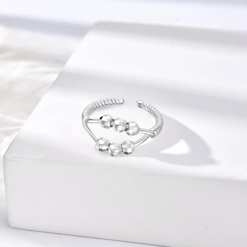 INFUSEU Funny Spinner Fidget Rings for Women Girls Anti Anxiety Stress Worry, Adjustable Size