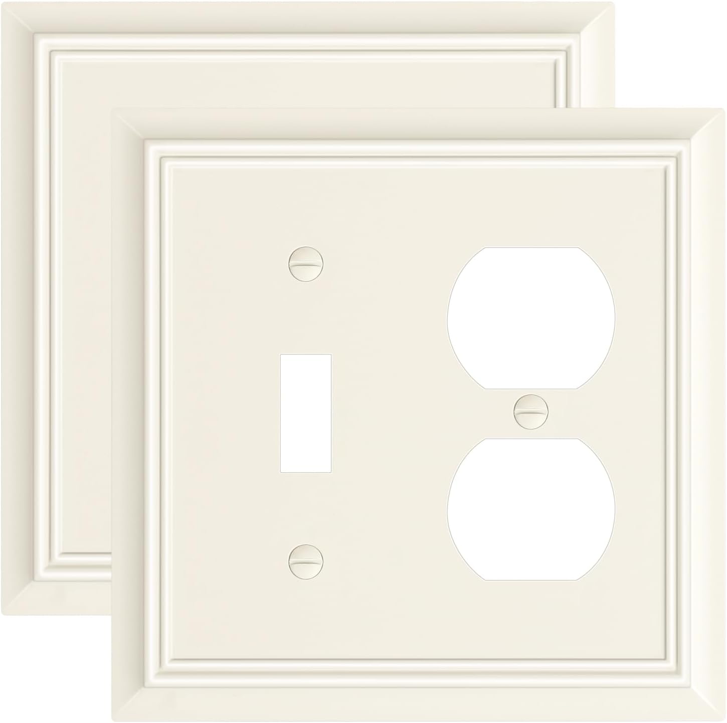 2-Pack Combo Toggle/Duplex Light Switch Cover Plate, Light Almond Outlet Cover Plate, Natural Bamboo Fiber Decorative Wall Receptacle Cover for Electrical Outlets, Light Switch