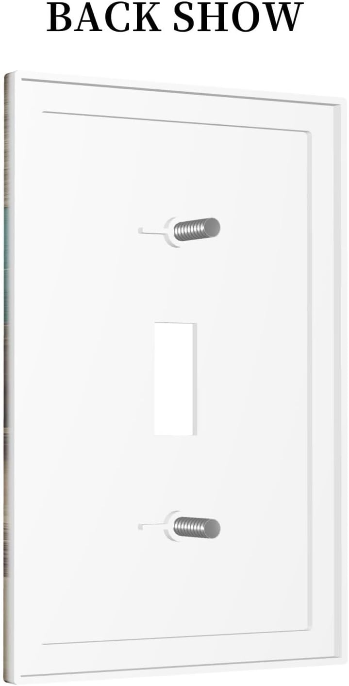 Decorative Light Switch Cover Vintage Wood Brown Turquoise Splicing 1 Gang Single Toggle Device Electrical Faceplate Switchplates Decorator Outlet Wall Plate For Farmhouse Cabin Decor