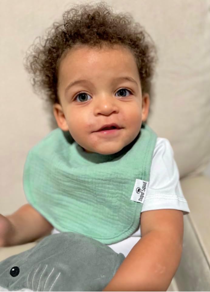 DiaperSquad's Baby Bibs for Drooling and Teething, Bibs for Boys, Baby Girl - Solid Cotton Baby Drool Bibs