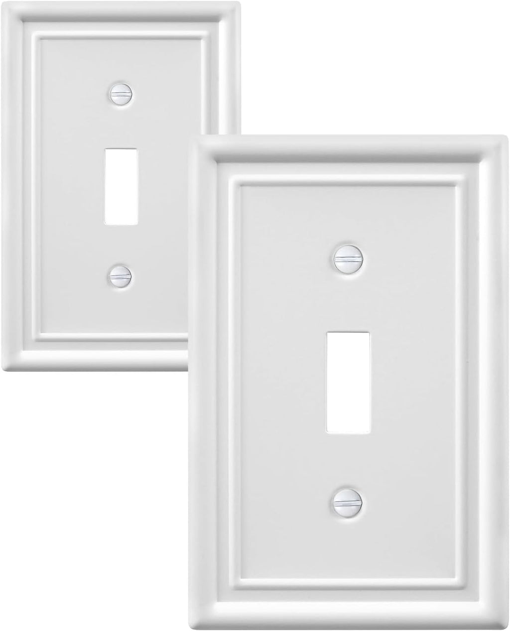 2-Pack Single Toggle Light Switch Cover Plate, Metal Switch Plate Covers, Off White Finish, 3.15''W*4.88''H, Midsize
