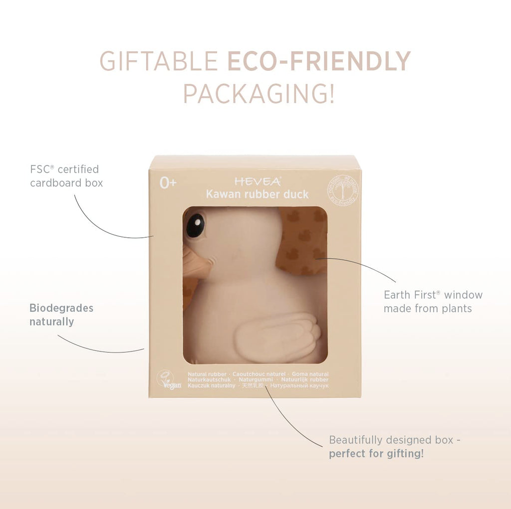 HEVEA Kawan Mini Rubber Duck - 100% Natural Rubber Baby Bath Toy - Eco Friendly, Perfect for Playing, Teething, and Bathing - Mold Free Bath Toys - Sand