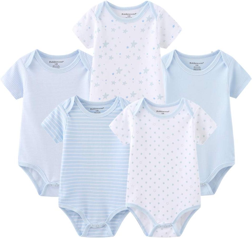 Kiddiezoom Baby Bodysuit Newborn Short Sleeve baby One-Piece Cotton 5-Pack baby clothes