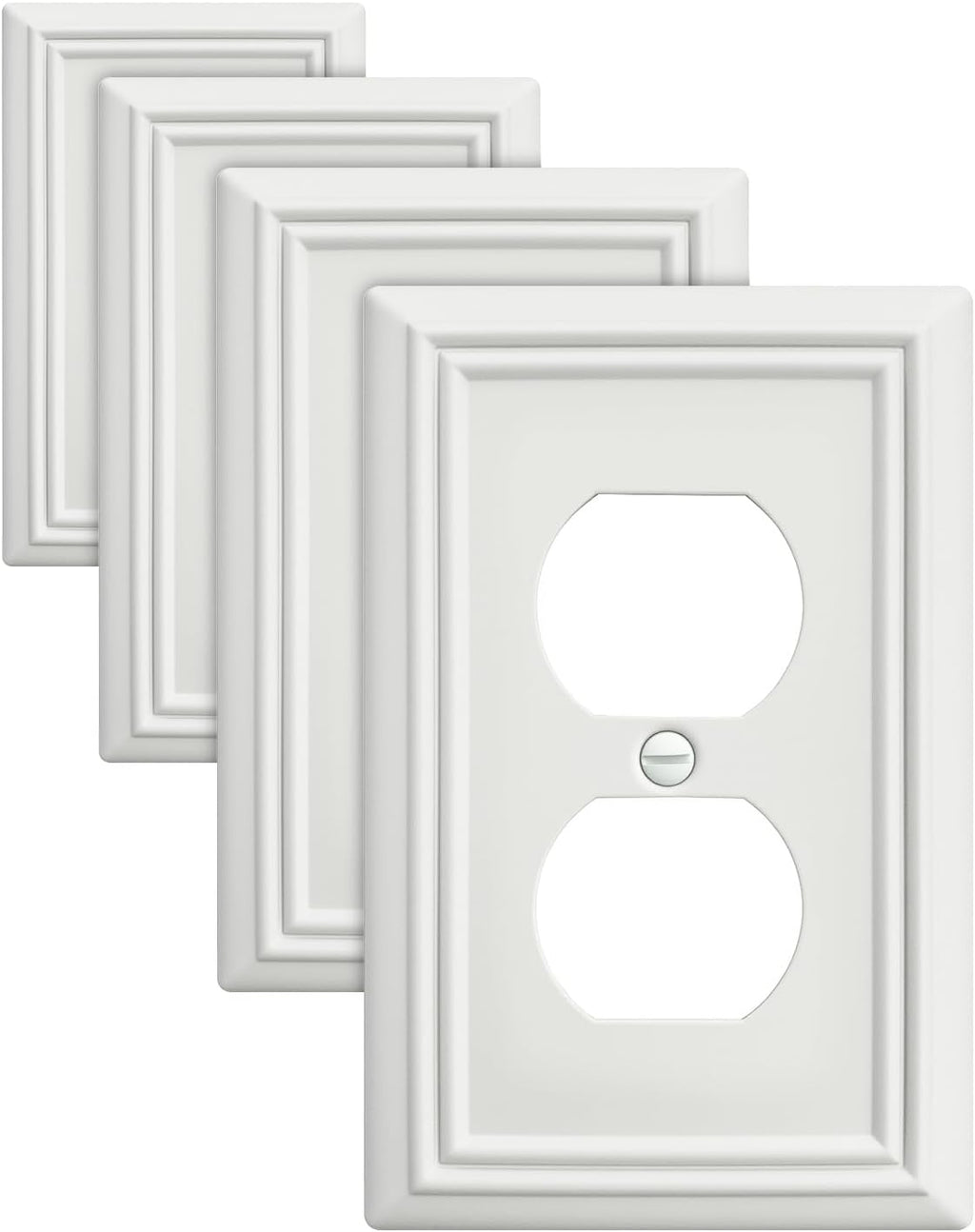 4-Pack Duplex Outlet Cover, Metal Wall Plate for Electrical Outlet, Light Switch, Decorative Off White Face Plate, 3.15 * 4.88, Midsize