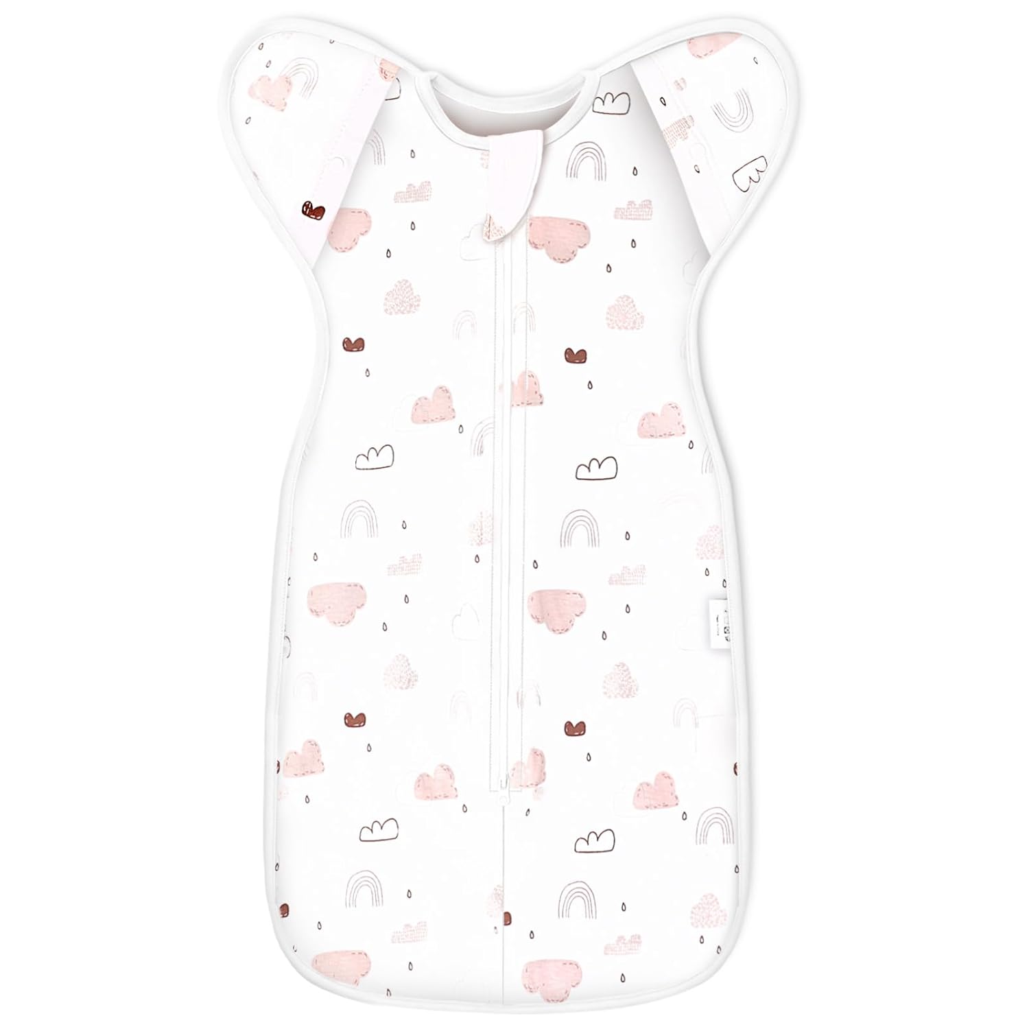 Baby Transitional Swaddle Sleep Sack - Arms Up Swaddles for Baby Girl, 3-6 Months Newborn Swaddle Sleep Sack with Cuff Removable & 2-Way Zipper Design, Pink Cloud Transition Sacks